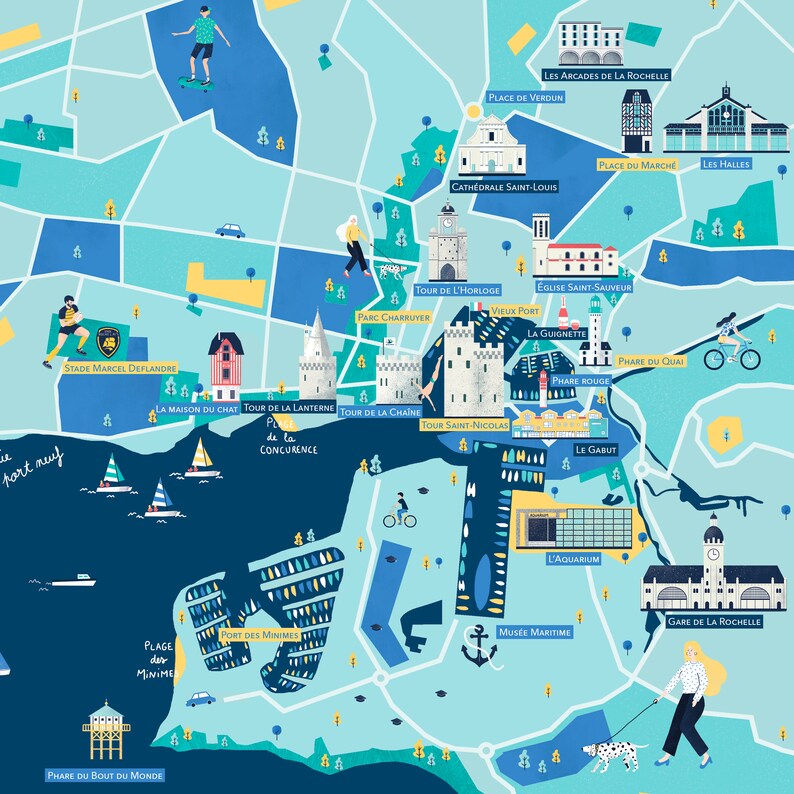 Carte de La Rochelle tirage d'art  Etsy