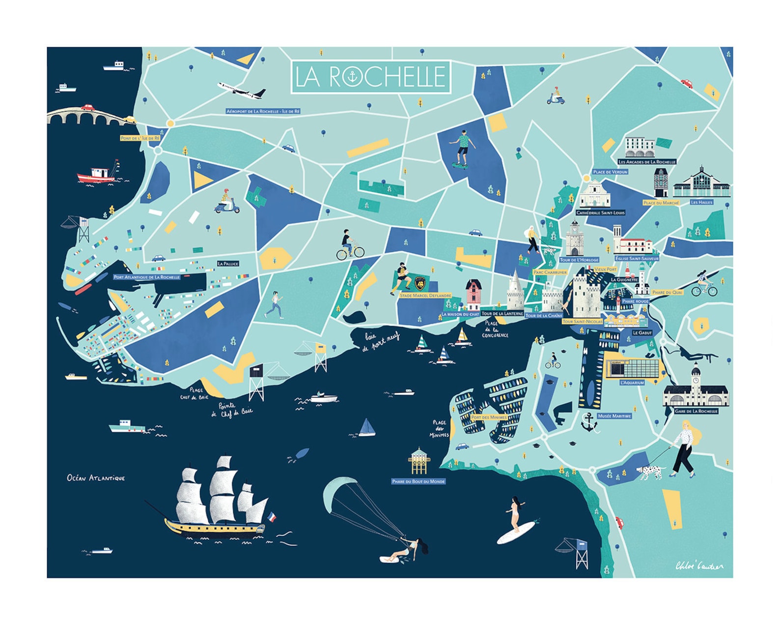 Affiche carte de La Rochelle Etsy France