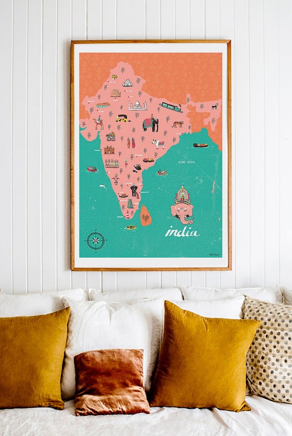 Poster Map of India | Etsy