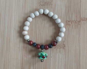 Murano glass bead bracelet, wooden beads