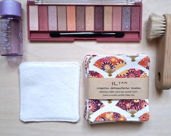 Organic cotton fleece makeup remover wipes, colorful fan pattern cotton