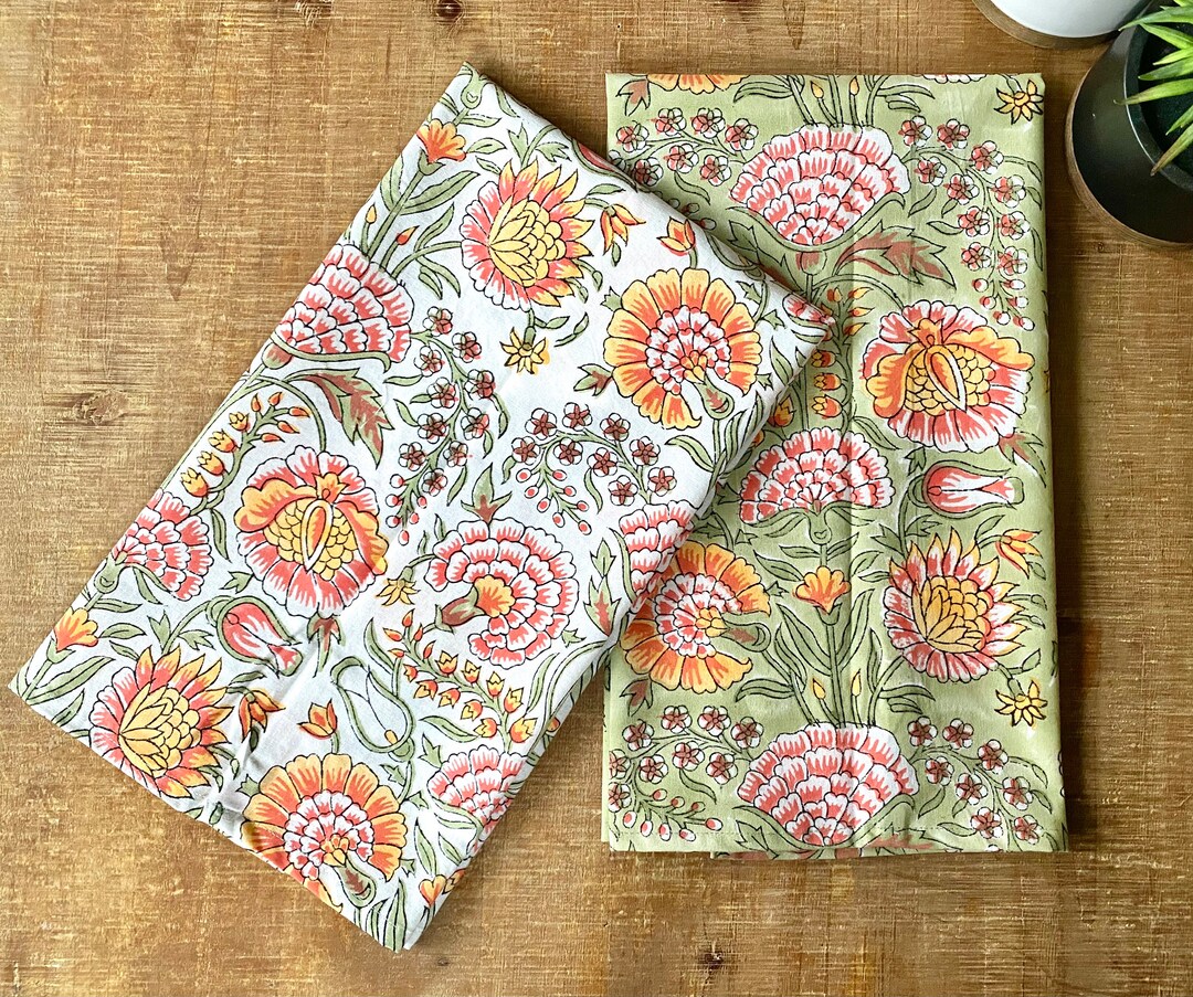 Block Printed Kitchen Towels Kitchen Towels dish Towels Etsy