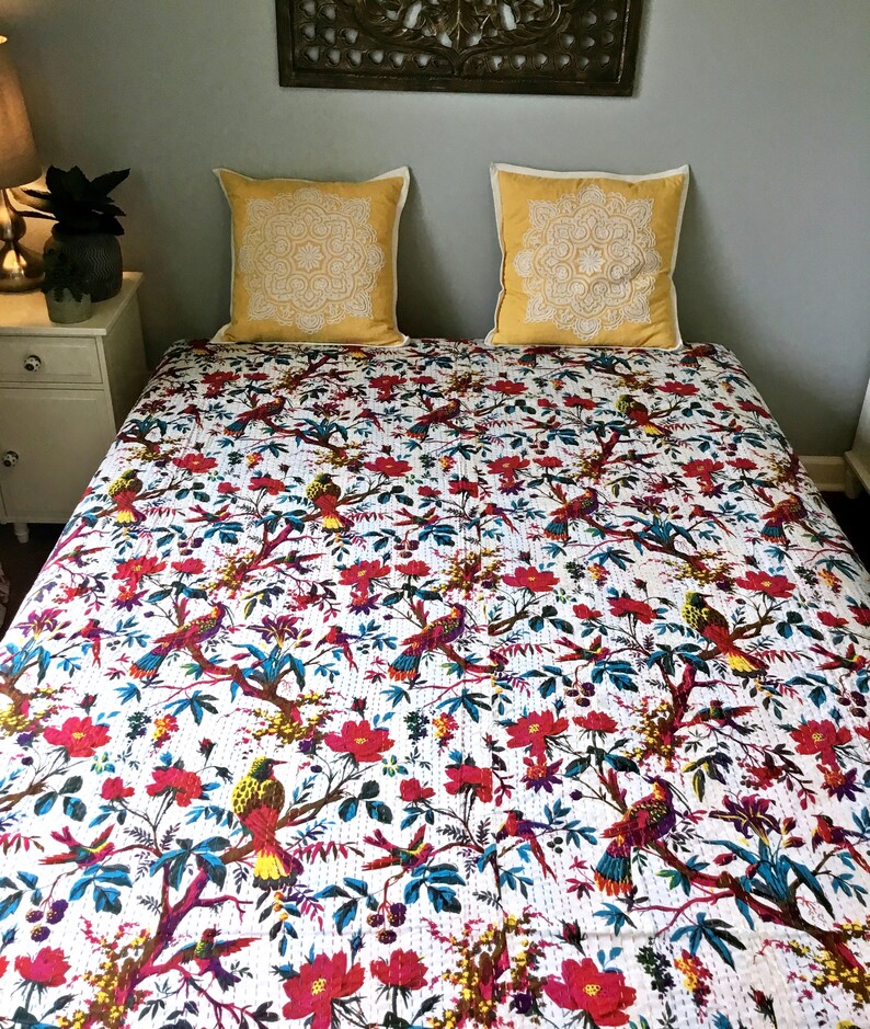 Kantha Quilted Bedspread Handmade Kantha Quilt Kantha Etsy