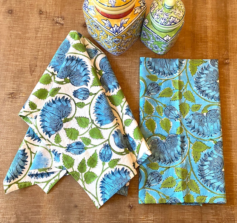 Block Printed Kitchen Towels Kitchen Towels dish Towels Kitchen Linens Home and Living Tea