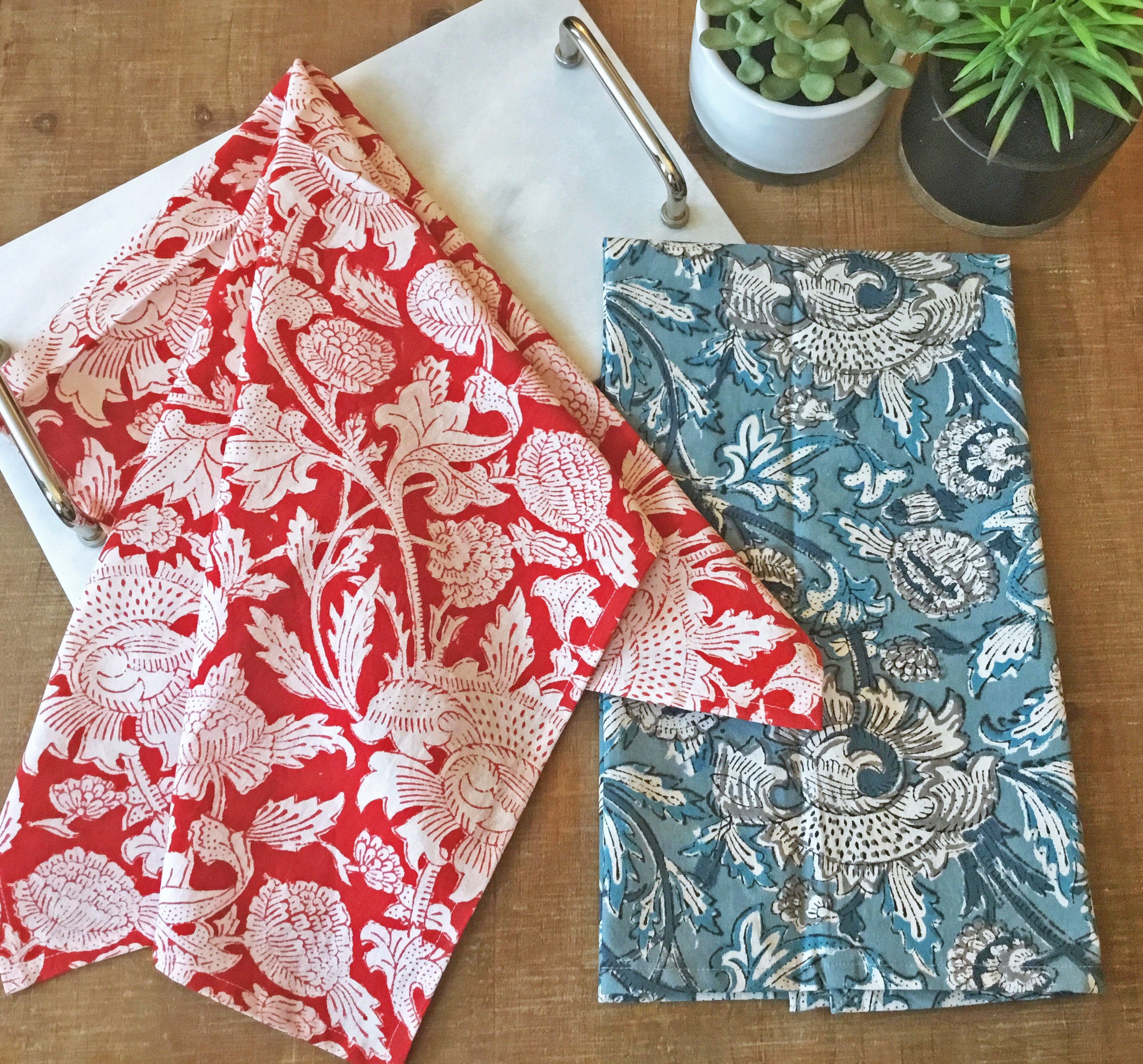 Block Printed Kitchen Towels Kitchen Towels dish Towels Etsy