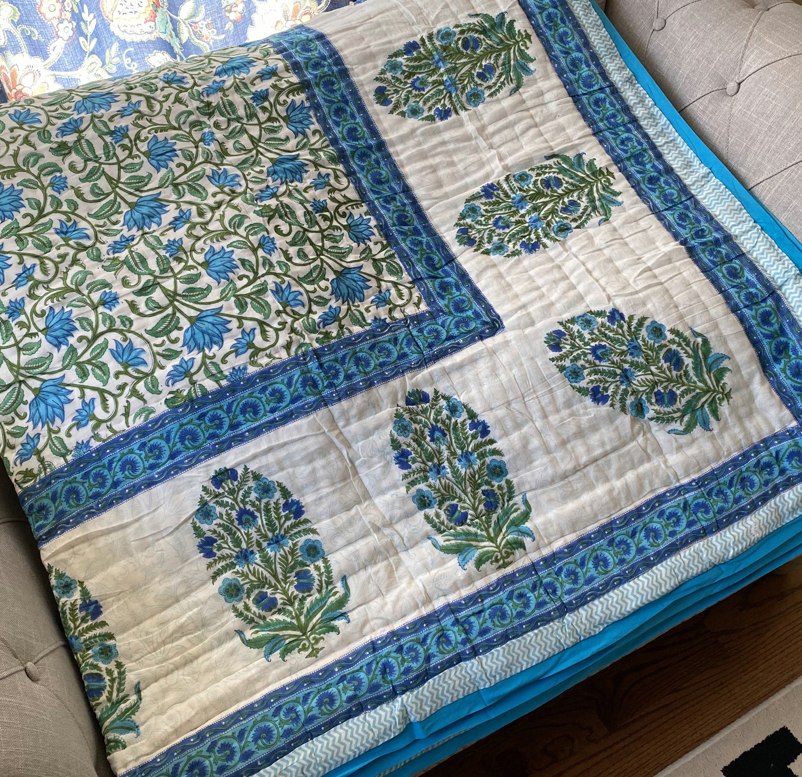 Indian Quilt Jaipuri Quilt Reversible Comforter Soft Cotton Quilt 100 COTTON Filling Jaipuri