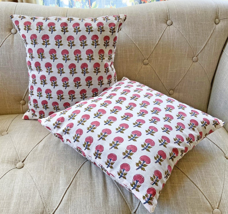 Block Printed Cushion Cover Floral Cushion Covers Indian Block Printed Cushion Cover Cushion Covers Decorative Pillows Custom Size image 8