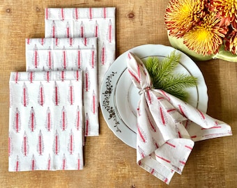 Block Printed Dinner Napkins - Dining Linens - Home and Living - Table Linens - Cotton Dinner Napkins - Set of 4