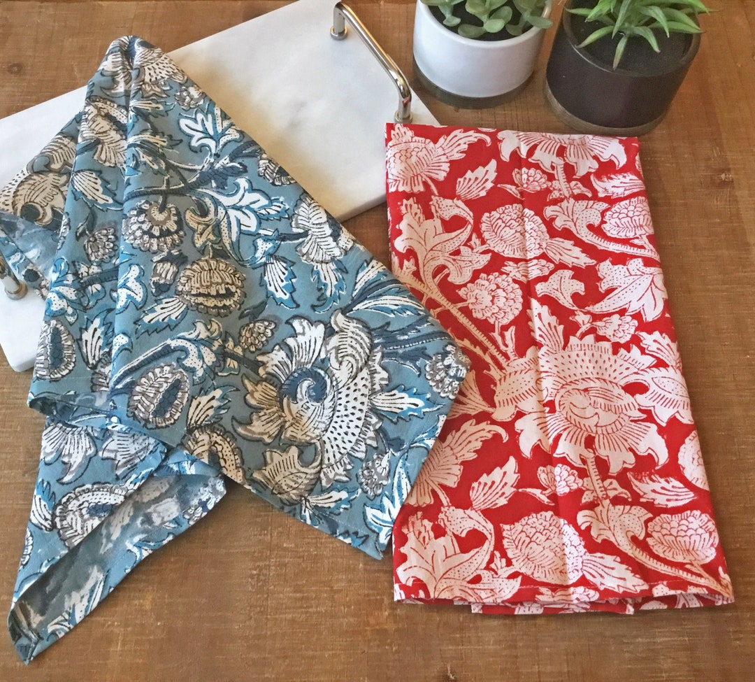 Block Printed Kitchen Towels Kitchen Towels dish Towels Etsy