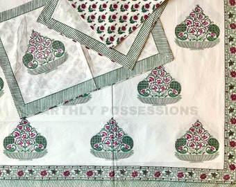 QUEEN SIZE Bedsheet with Pillowcases - Block Printed Bedsheet - Cotton Bedspread  - Cotton Bedsheet - Flat sheet -Approx 90"X108"- Bed Linen