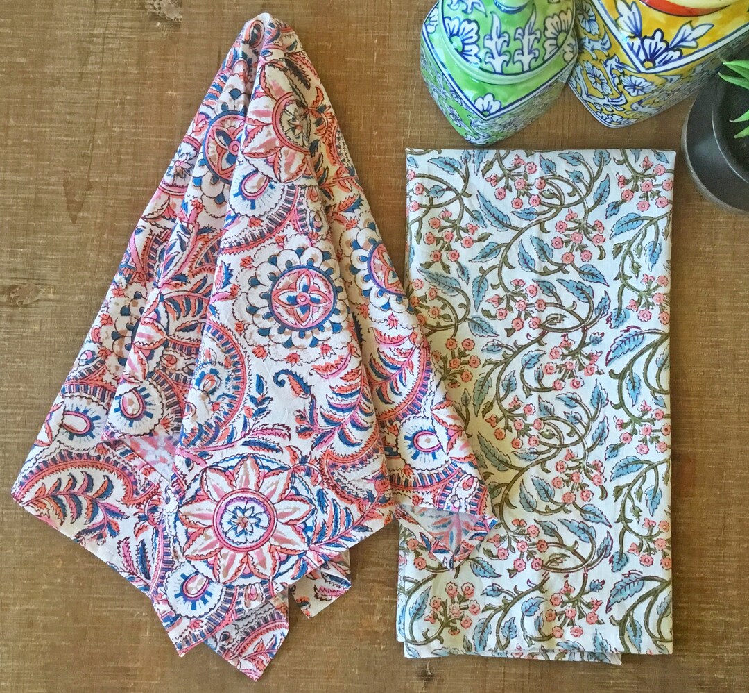 Block Printed Kitchen Towels Kitchen Towels dish Towels Kitchen Linens