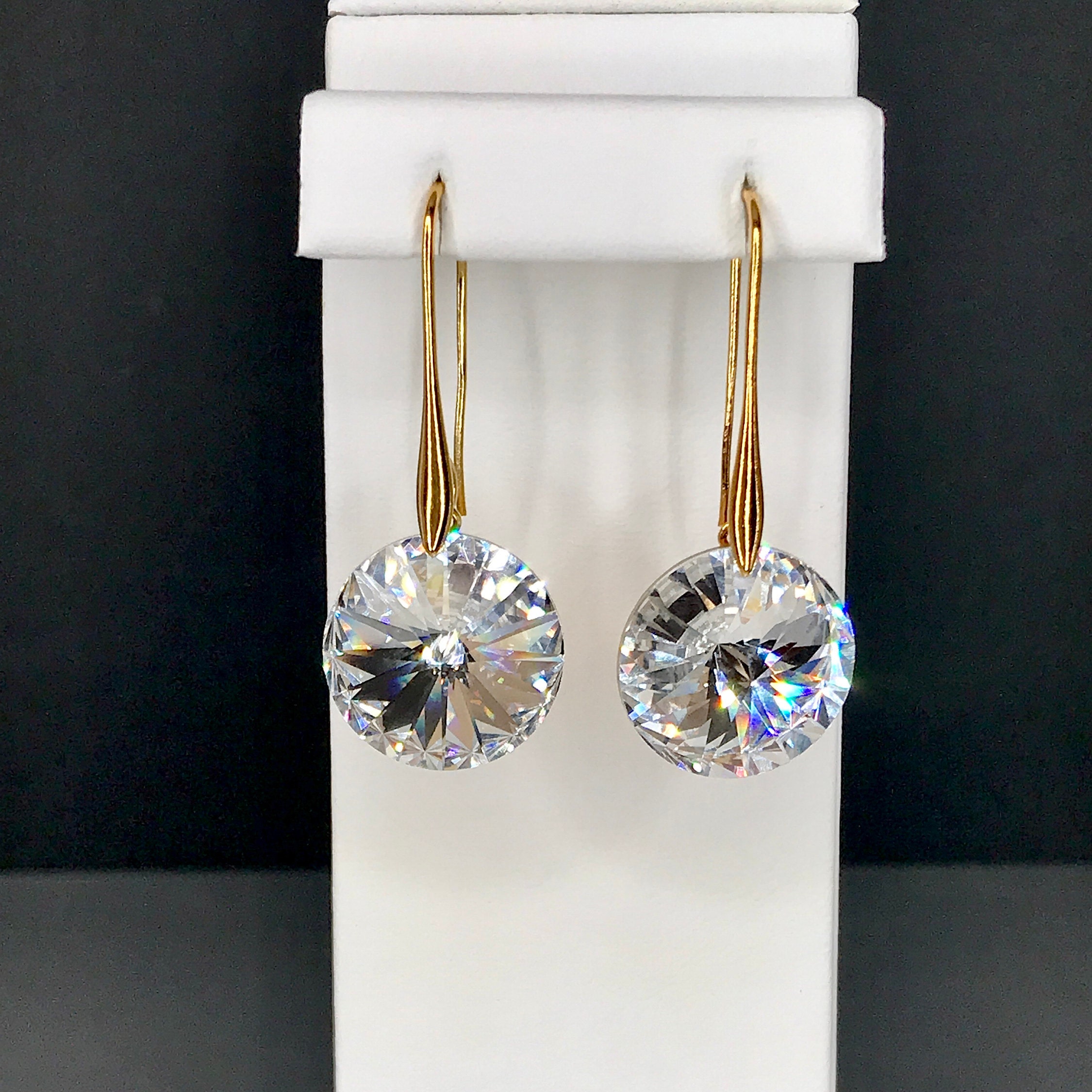 Big Round Crystal Earrings Earrings Bohemian Swarovski Etsy