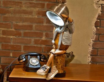 Headlight Lamp - Little Man (Custom Made) Vintage Recycled Automotive Headlight