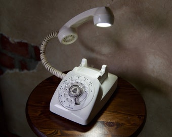 Vintage Rotary Phone Lamp, Restored 1960s Desk Light