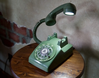 Vintage Phone Lamp, Retro, Home Decor, Desk Lamp, Office Furniture, 1960s Antique Lamp, Table - Real Telephone Restored As LED Desk Lamp
