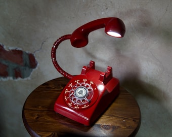 Vintage Phone Lamp, Retro, Home Decor, Desk Lamp, Office Furniture, 1960s Antique Lamp, Table - Real Telephone Restored As LED Desk Lamp