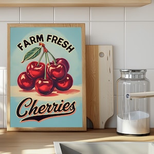 Retro Kirschen Print Print: 50er Jahre Bauernhaus Deko