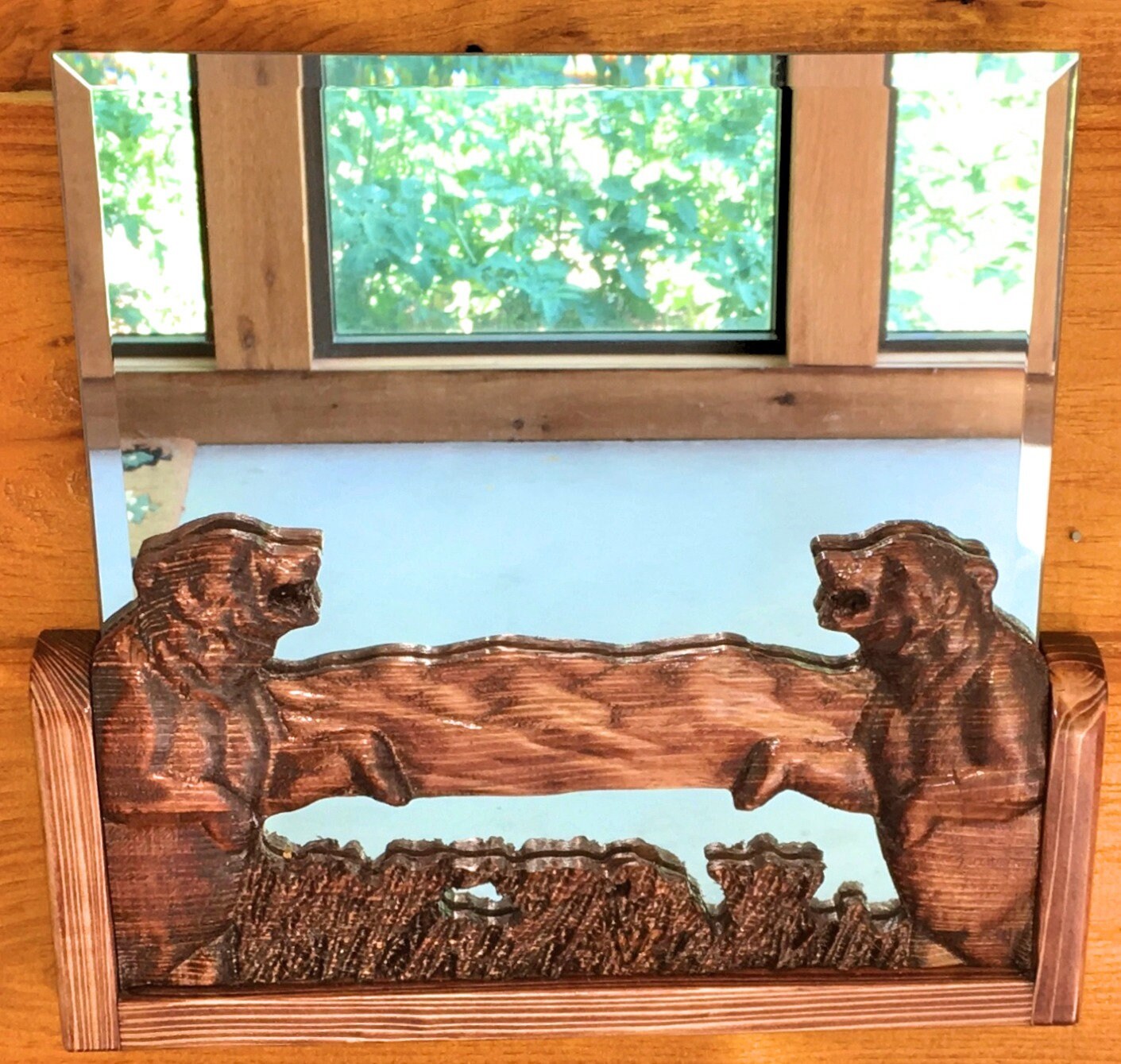 Carved Bear Mirror Etsy