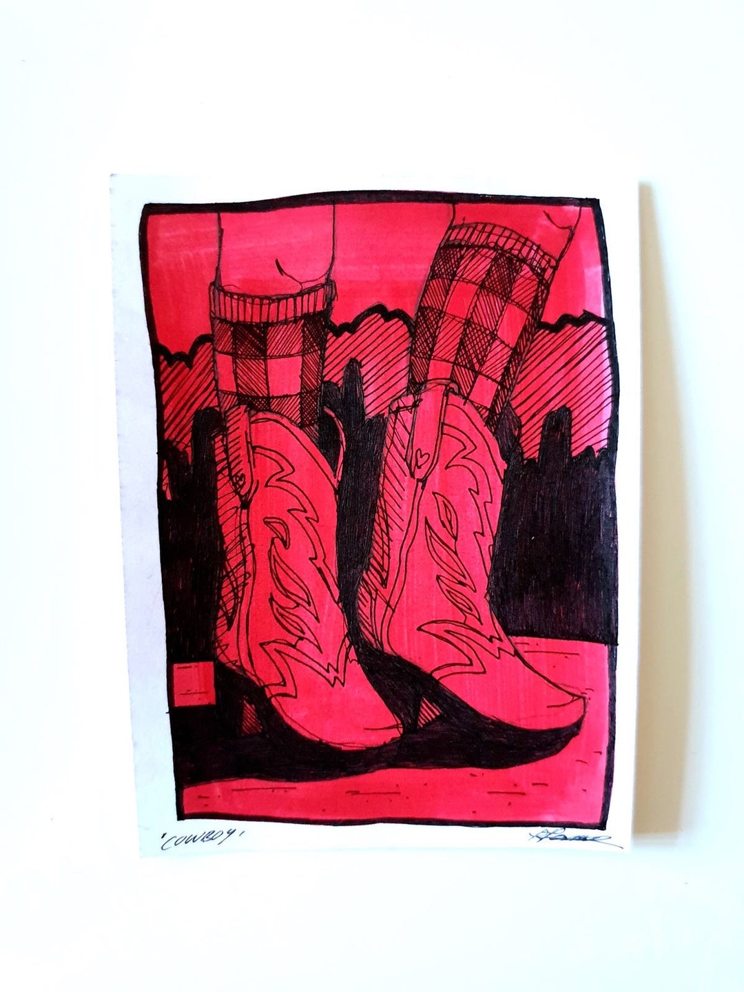 Mini Original Drawing A6 Mini Original Drawing - ‘cowboy’ - Etsy