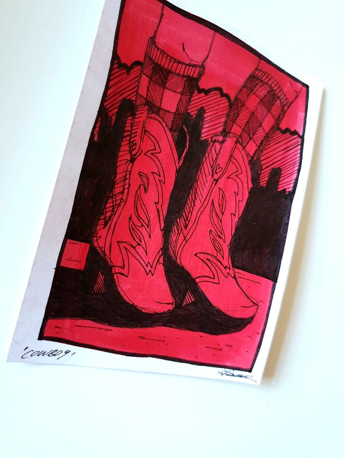 Mini Original Drawing A6 Mini Original Drawing - ‘cowboy’ - Etsy