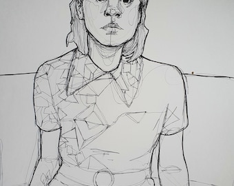 Rachel No.1 - A3 Original Drawing - Continuous Line Pen Illustration