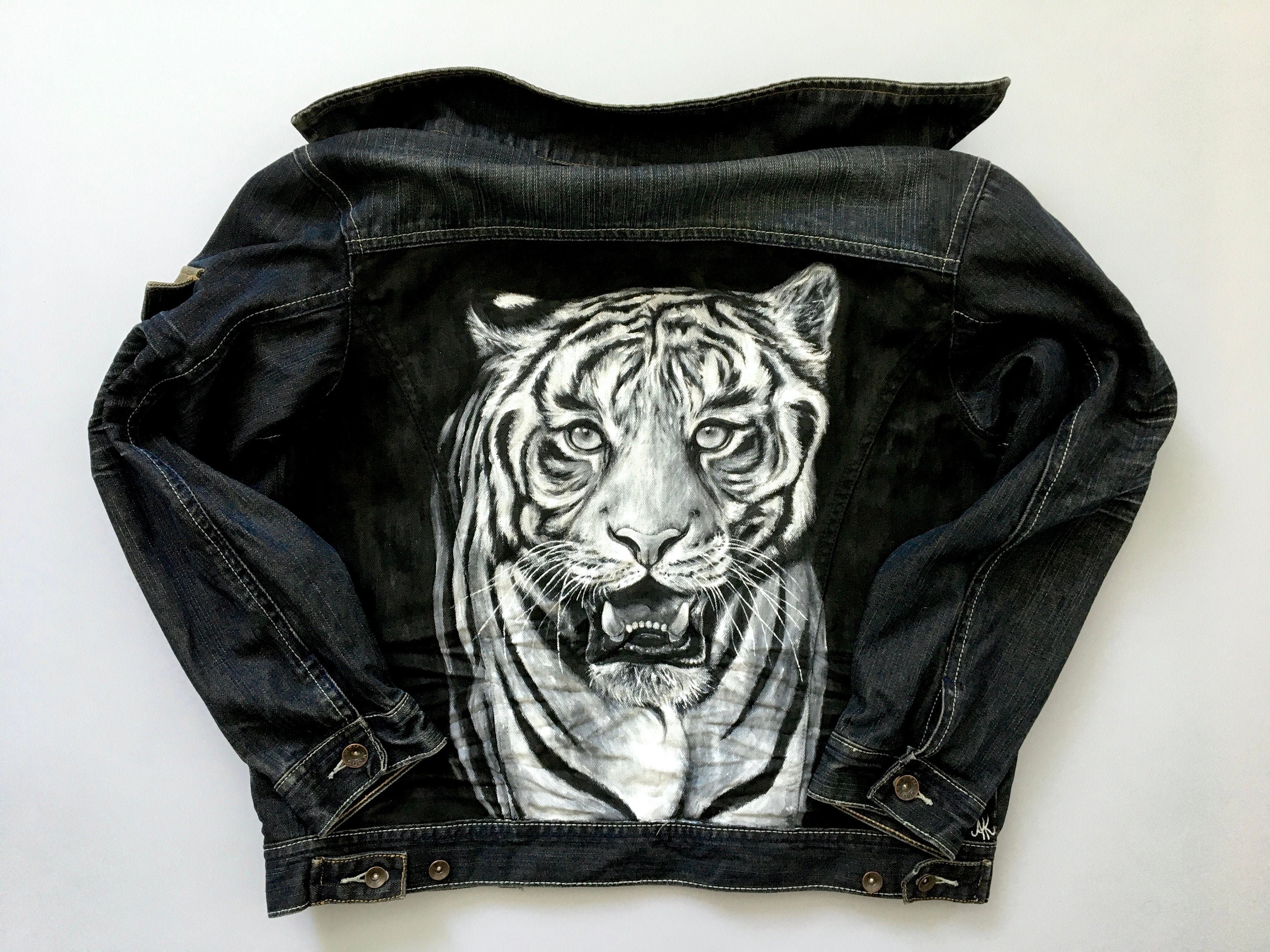 ◆THE MUSEUM VISITOR◆ HAND PAINTED DENIM JACKET BROWN 10117 HAND PAINTED DENIM JACKET (BROWN) : THE MUSEUM VISITOR