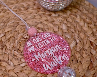 Morgan Wallen Car Charm: Glitter Disco Ball Rearview Mirror Accessory