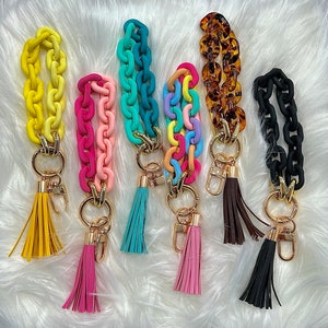 Pulsera de eslabones gruesos, llavero moderno, llavero de pulsera, pulsera de eslabones, regalos para niñas
