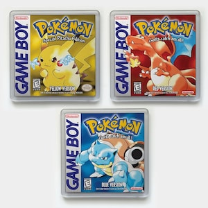 Pokemon Red, Yellow or Blue - Gen 1 - Gameboy Colour - Single or In a Set - Retro Gaming Drinks Coasters