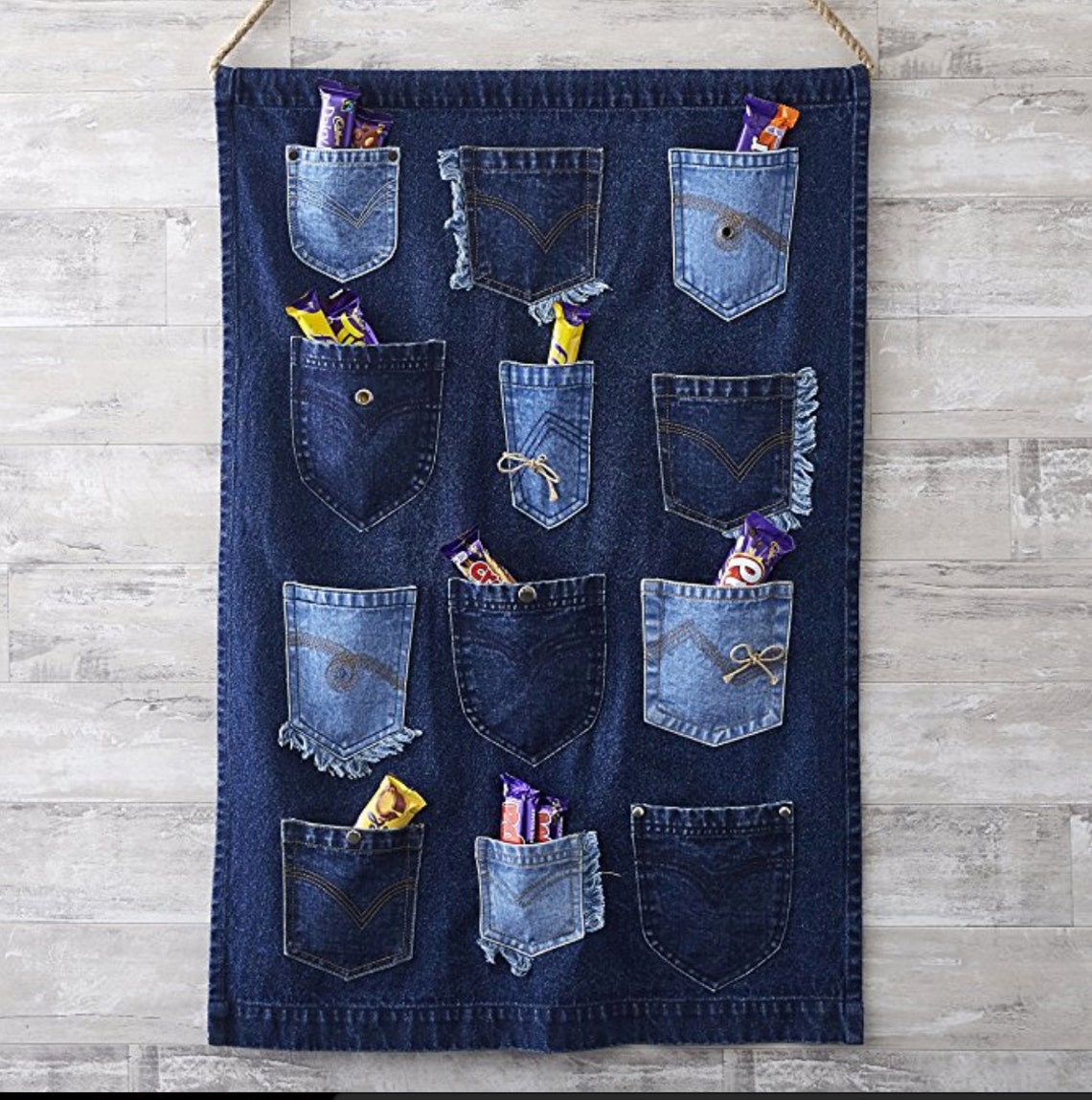 12 pocket Handmade Retro Denim Wall hanging home decor Office Etsy