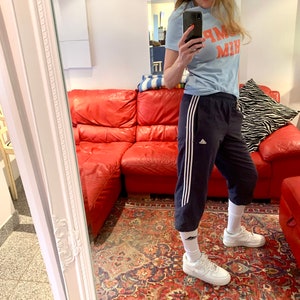Adidas Vintage Trackies/Tracksuit Bottoms, 3/4 Length Navy Blue, Size 10-12