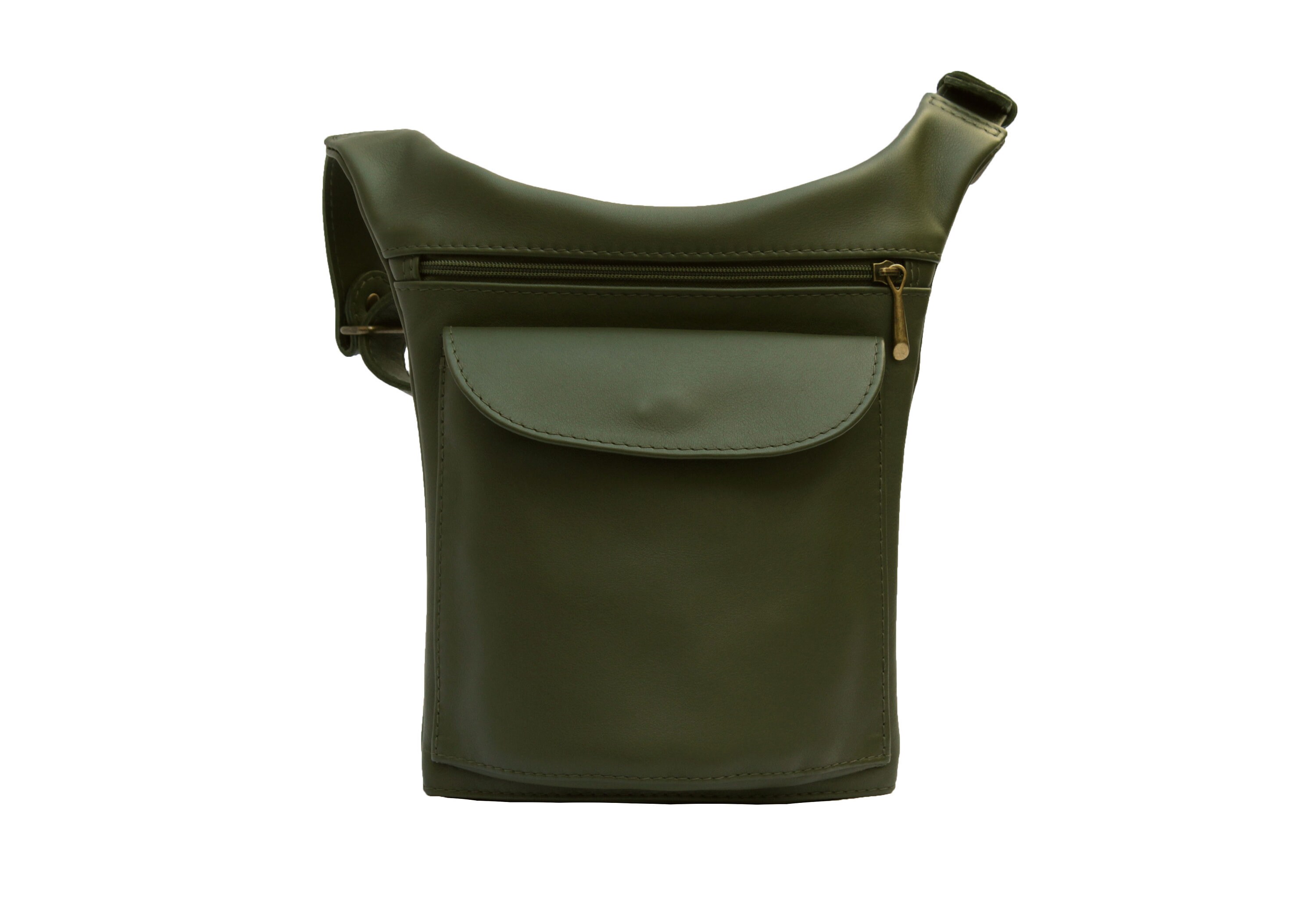 green leather fanny pack