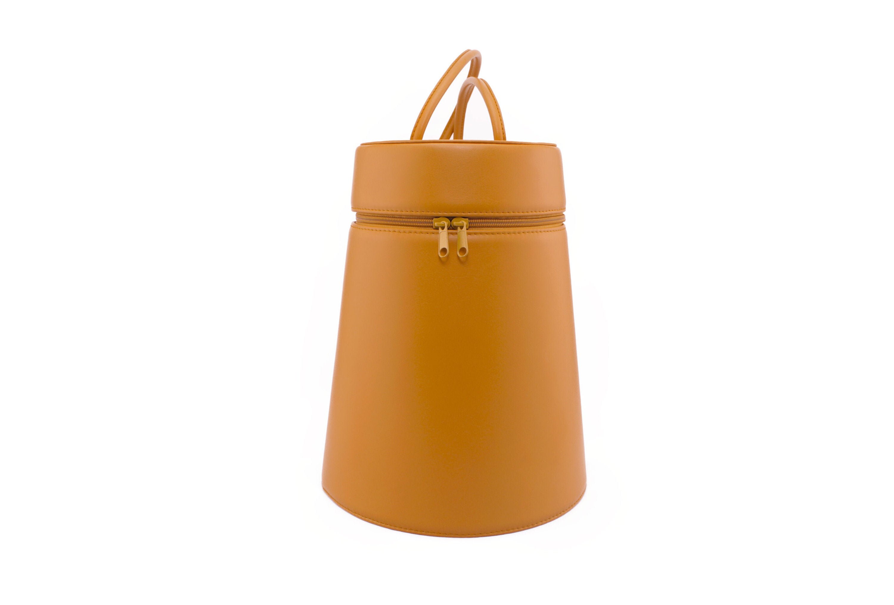 mustard leather backpack
