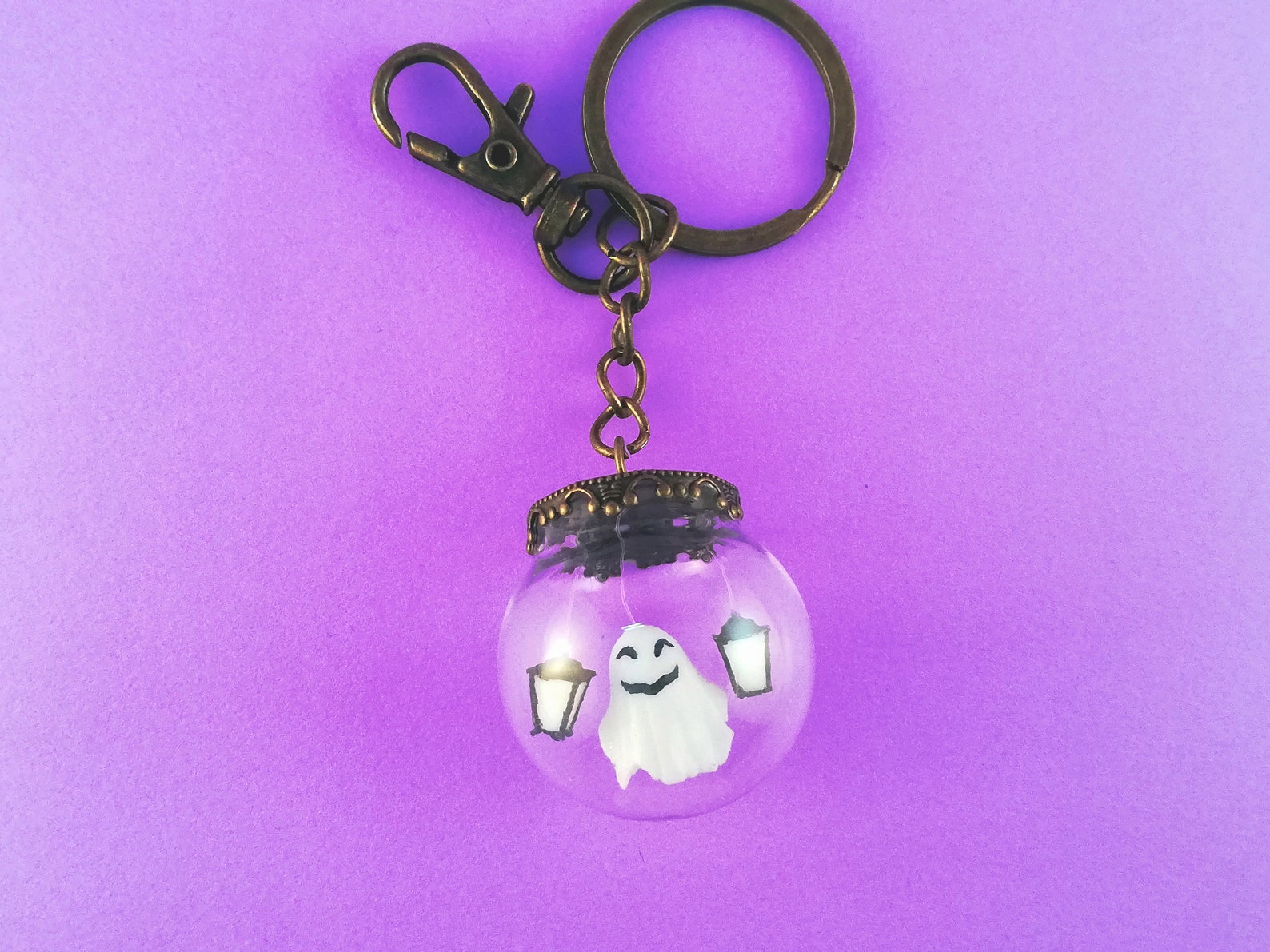 Halloween Scary Ghost Miniature Keychain Glow in the Dark Etsy