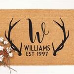 Door Mats Antler Door Mat Antler Doormat Deer Door Mat Country Etsy