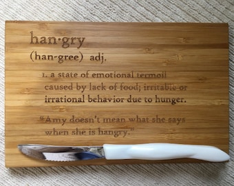 Hangry Cutting Board - Laser Engraved Cutting Board -Hangry Gift-personalized gift-custom gift-personalized cutting board-housewarming gift