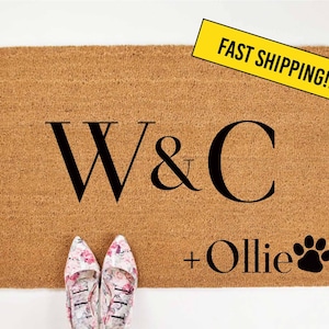 door mats -Door mat-Doormat-Welcome mat-Personalized Door Mat-Custom door mat-monogram door mat-Dog Family-Dog rug-Doggy Door-Dog Paw " W&C"