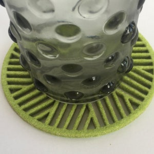 Coasters - Drink Coasters - Cool Coasters - Waves Coasters, Lime Green, Modern, Round, Industrial Felt Coasters, Cool Coasters