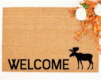 Door mats-Door mat-doormat-custom door mat - welcome mat - Personalized door Mat - Monogram Door Mat - Custom Welcome Mat - 'Welcome Moose'