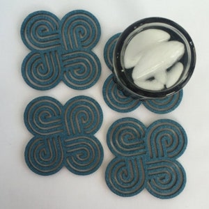 Drink Coasters - Felt Coasters - Felt Drink Coasters - Modern - Industrial Felt Coasters - Letter P Coasters - Wedgewood Blue