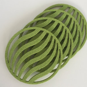 Coasters - Drink Coasters - Cool Coasters - Waves Coasters, Lime Green, Modern, Round, Industrial Felt Coasters, Cool Coasters