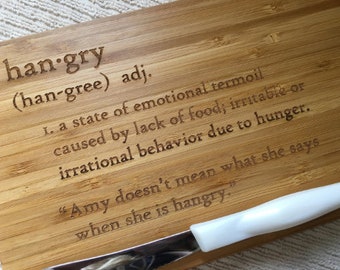 Hangry Cutting  Board - Laser Engraved Cutting Board - Bamboo Cutting  Board - personalized cutting board-funny gift-custom gift