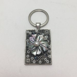 MOSAIC FLOWER Key Ring, mosaic key ring, key fob, mosaic key ring, mosaic key fob, lanyard, art key chain, mosaic key chain, key chain, keys