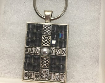 MOSAIC KEY CHAIN, key chain, key fob, mosaic key fob, original art, metal key fob, metal lanyard, key ring, mosaic key fob, mosaic art