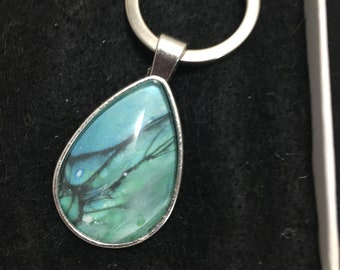 SEA KELP Key Ring, Paint Pour Key Ring, Fluid Art Key Ring, Original Art Key Ring, Acrylic Art, Key Ring, Key Holder, Acrylic Art Key Ring