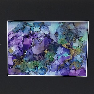 MULTI COLOR Alcohol Ink Art with Mat, Artist Signed, Original Art Print, Wall Art, Abstract Alcohol Ink, Home Decor Art, Handmade USA
