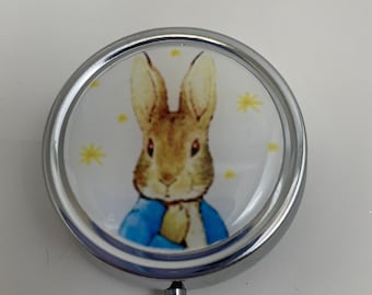 PETER RABBIT Profile, Pillbox, stash box, pillbox, Beatrix Potter, pill container, pill organizer, custom art, pill case, metal pill box