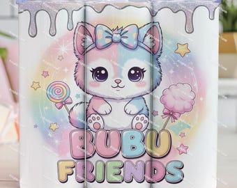 Trendy Kawaii Cartoon 20oz Skinny Tumbler Wrap – Cute Pastel Monster PNG Design – Inspired by L•B•B Style – Straight & Tapered for Cricut