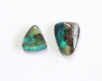 Boulder opal 2.52ct set of 2 Australian natural solid loose stone Winton parcel