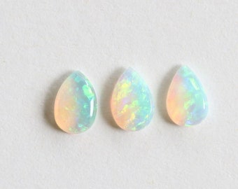 6x4mm 2pc pear 0.67ct Australian opal natural solid white / light opal stones
